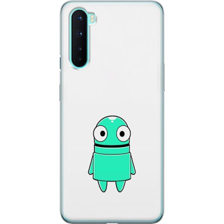Kompatibel Mobilcover til OnePlus OnePlus Nord Turkis tegneseriefigur med store øjne og en glad personlighed i enkel illustration