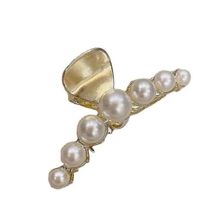 Metal Hårklemmer til Kvinder, Store Hårklemmer med Perler, Skridsikre Hårnåle, Stærkt Greb, Hårklemmer til Tykt og Tyndt Hår