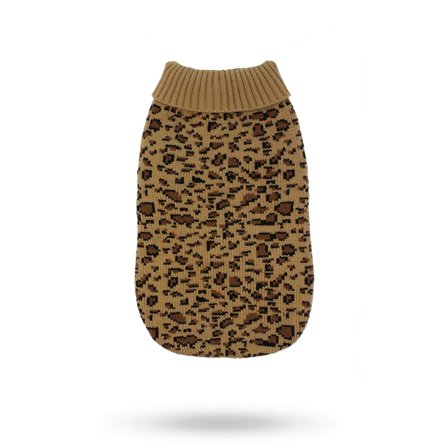 Urban Pup - Leopard Print Knitted Sweater - Hundegenser, hundvester & T-skjorter til hunder
