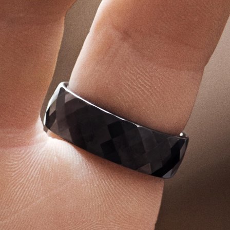 Bague en céramique grise à facettes pour hommes - Bagues en céramique