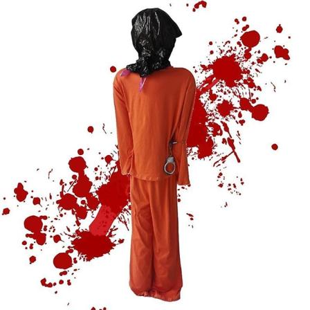 Halloween Prisoner Decor Halloween Scary Prison Uniform Enkel tilgang Dekorasjonsverktøy for Cosplay Halloween Party Haunted House Style 1