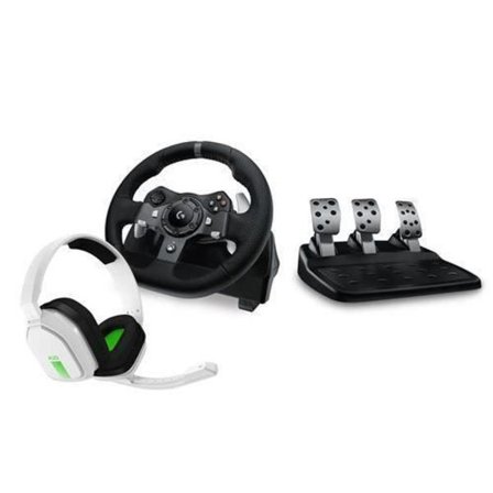 Logitech G920 Driving Force Racing Rat og Pedal Pack til PC-Mac-Xbox One-Xbox Series X-S Sort + Headset