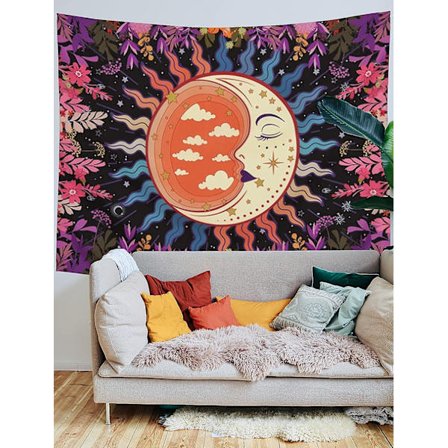 Vægtæppe til soveværelse, månehave vægtæppe vægophæng vægtape