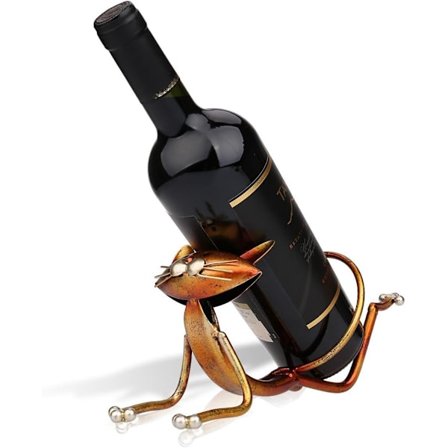 Metall Vinstativ Yoga Katt Flaskeholder Skulptur Dekorasjon Hjem De