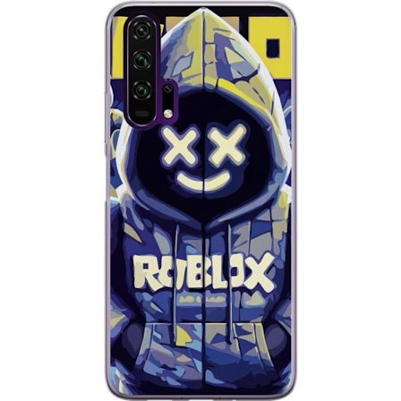 Kompatibel Mobilcover til Honor Honor 20 Pro Blågul Roblox hættetrøje-figur med minimalistisk neonstil og mesh-ansigt, moderne spilillustration ti