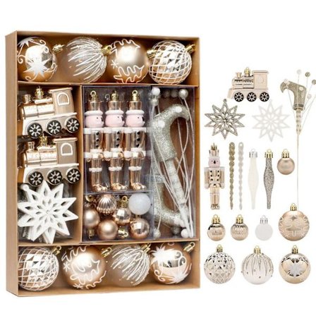 Pakke med 50 julekulepynt, champagne, knusesikre julekuler