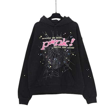 Stjernetrykk Brev Edderkoppnett Trykk Hoodie for Menn og Kvinner Hip Hop Løs Mesh Trykk Tynn Genser Hoodie-WELLNGS 142 black S