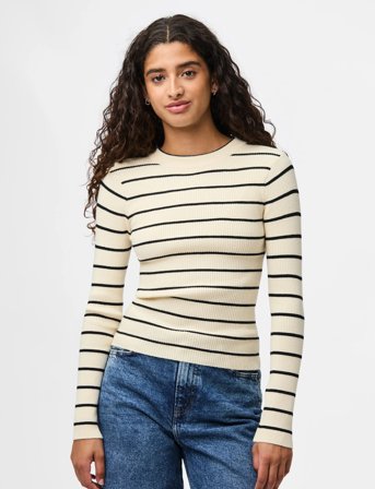 Pieces Pcmira New Ls O-Neck Knit Noos Bc - Cream - L