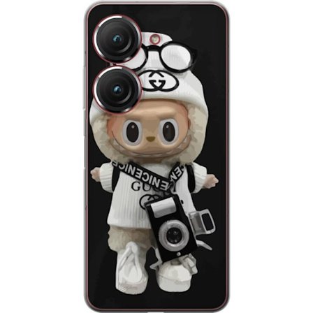 Yhteensopiva Puhelinkuori Asus Asus Zenfone 9 Tyylikäs muotoilijafiguuri kameralla ja katutyyliä, leikkisä keräilyfiguuri trendikkäässä kaupunk