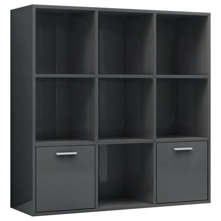 Vidaxl Bokhylla Grå Högglans 98x30x98 Cm Spånskiva Grå