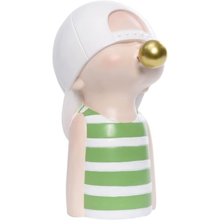 Harpiksskulpturer Hjemmeinnredning, Bubble Boy Byste Statuer og Skulpturer Grønn og Hvit Barnefigur Søt Gutt Statue for Kontorinnredning (B-Boy Grønn)