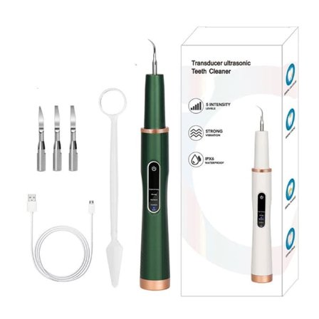[NT] Ultraljuds tandstensborttagare och 4 rengöringshuvuden Grön na