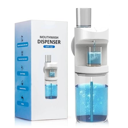 550ml Automatisk Mundskyllemiddel Dispenser Genopladelig Monteret Mundskyllemiddel Dispensere 3 Dispensering Levels med magnetiske kopper Opbevaring