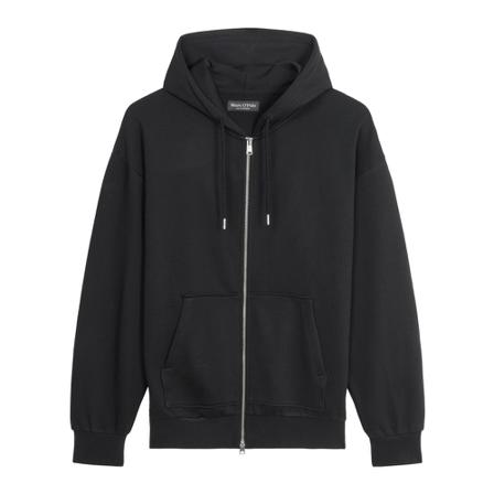 Marc O'Polo, Hooded sweatshirt jacket, relaxed fit Czarny, Mężczyzna, Rozmiar: XL