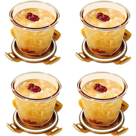 3-koppars Behållare för Overnight Oats med Lock - Runda Matförvaringsbehållare i Glas - Soppbehållare - Köksberedningsskålar med Lufttäta Lock - Frys