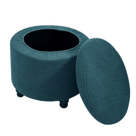 2STK Rundt ottomansk trekk Oppbevaring ottomansk trekktrekk MØRKEBLÅT