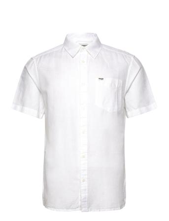 Ss 1 Pkt Shirt Shirts Denim Shirts Hvit Wrangler*Betinget Tilbud