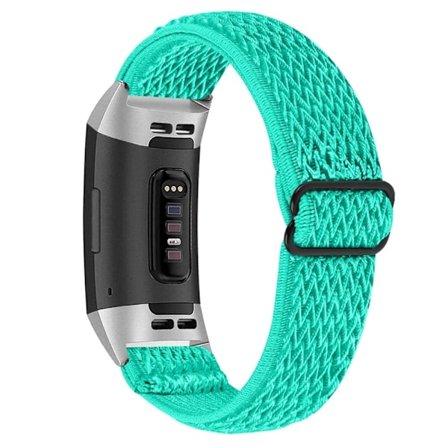 Fitbit Charge 4 / Charge 3 elastiskt klockarmband i nylon - Mintgrön