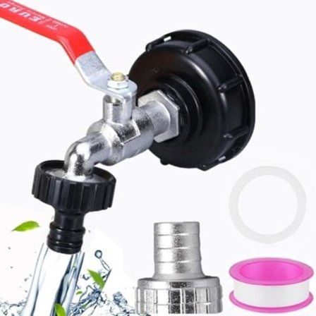 Kran för 1000l tank i plast, 3/4 IBC Tanklock 1000l, S606 Vattenuppsamlingskran, för trädgård, regntunna