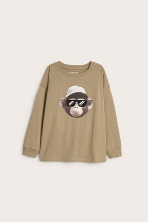 Kappahl | Långärmad t-shirt med lyftbara solglasögon | Beige