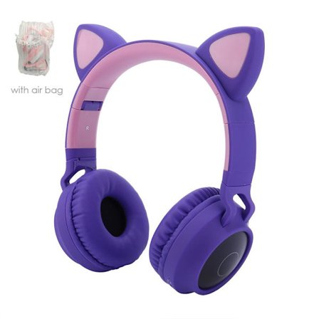 Cute Cat Ear Headset LED trådløs Bluetooth-kompatible hovedtelefoner med mikrofon glødende øretelefoner til børn Gaver døtre piger