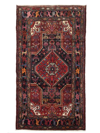 Hamadan Matot Käsinsolmittu 128X228 Matto Musta/Tummanpunainen Persia