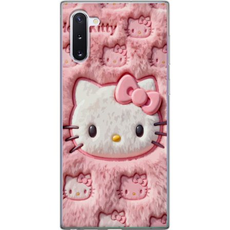 Yhteensopiva Puhelinkuori Samsung Galaxy Note10 Hello Kitty vaaleanpunainen pörröinen tausta, jossa on ikoninen kasvot ja kawaii-esteettisyys
