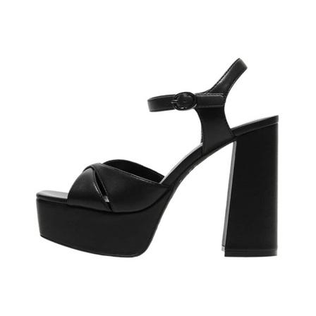 Mango Platform ankle-cuff Sandaler Sort, Dame Sandaler med hæl, Størrelse: 36 EU