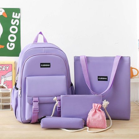 Student Stor Kapacitet Enkel Ryggsäck-Lila