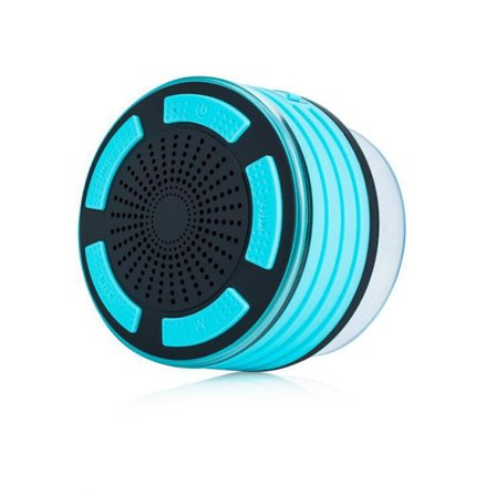 Bluetooth duschhögtalare, IPX7 vattentäta trådlösa bärbara högtalare med LED-ljusshow, FM-radio, sugkopp, högt stereoljud och djup bas för B