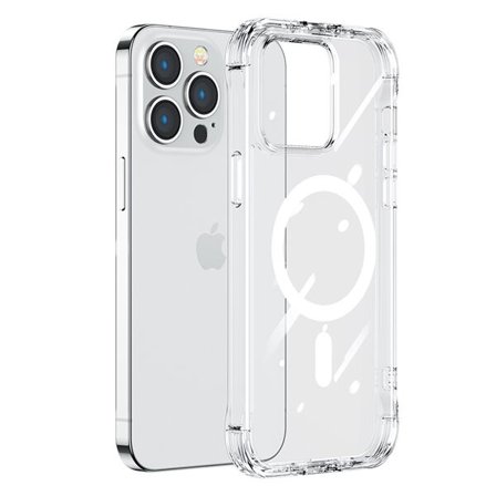 Joyroom Magneettinen Defender iPhone 14 Plus panssaroitu kotelo koukuilla, Clear (MagSafe)