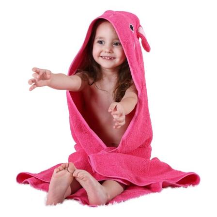 2023 Animal Face Baby Hooded Cotton Bathrobe for Boys and Girls Age 0-6 Pink Rose