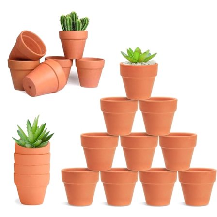 20 Terrakottapotter, Mini Keramiske Plantepotter med Dreneringshull, for Innendørs Utendørs Kaktus Sukkulenter (4,8 x 4 cm)