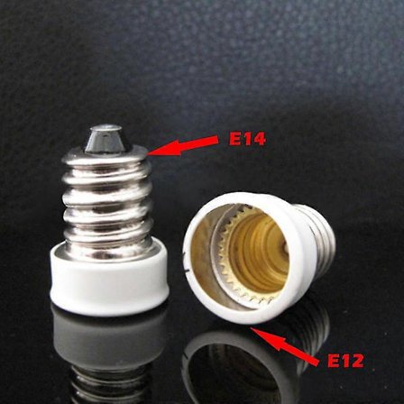 2 stk. E14 til E12 Adapter Konverter Lampeholder Base Sokkel For E14 LED Lyspære