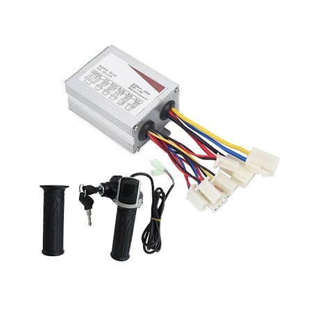 24V 350W El-Scooter Borstad Controller Motor + Gasreglage Twist Grip Kit för E-Cykel El-Scooter