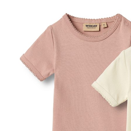 WHEAT Body Short Sleeve Elisa 2-pak Rose Powder Str 86/18 m, Tøj & Bolig, Børnetøj, Sparkedragter & Bodyer