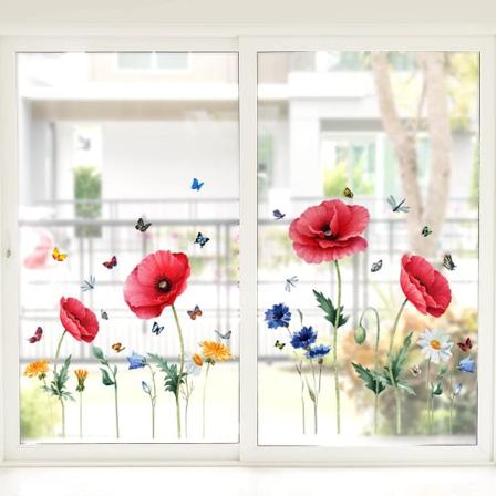 Dubbelsidiga Fönsterklistermärken för Vår & Sommar - Statiska Blommönster