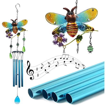 Bivindklokker med bier, romantiske vindklokker i farget glass, julegaver til mamma, innendørs og utendørs dekorasjon, unik dekorasjon for h