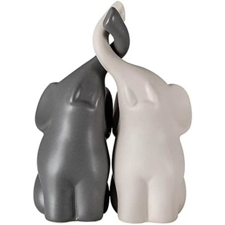 Loving Elephants, Dekorativ Figur, Keramiskt Elefantpar, Harmoniskt Elefant, Används för Heminredning, Djurdekorationer, Kärlek