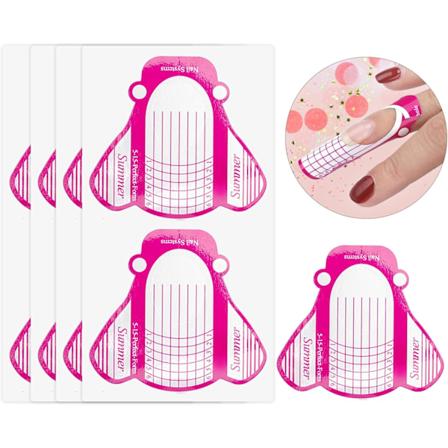 Papir negleskjema for gelbygger - 100 stk Rose neglforlengelsesskjema klistremerker - Store selvklebende neglbyggerskjemaer