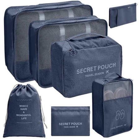 Komprimerbare pakkekuber Vanntett oppbevaringspose MARINEBLÅ