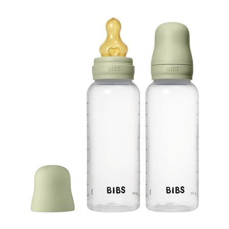 BIBS Baby Bottle Round Latex Sage 270 ml 2-PK Sage 270 ml/ Slow Flow, Børn & Forældre, Sutteflasker & Tilbehør, Sutteflasker