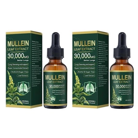 Kungsljusdroppar för lungor & Kungsljusbladextrakt för lungor med klorofyll, Naturligt örttillskott för lungrensning, Andningsstöd