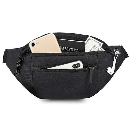 Stor Crossbody Fanny Pack med 3 glidelåslommer, gaver til å nyte sport, festival, trening, reiser, løping, uformelle håndfrie lommebøker