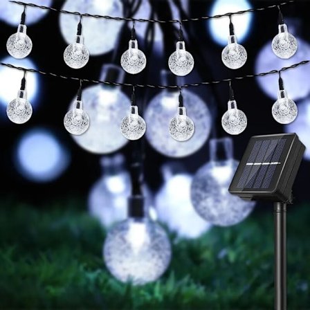 QQ-5M LED solcellslampor, inomhus utomhus julbelysning, utomhus trädgårdsdekoration, vit