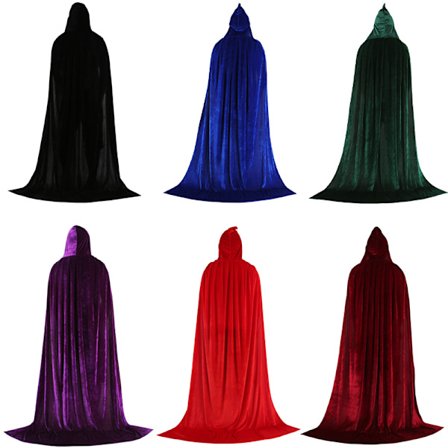 Unisex luva cape, hellängd sammet cape för Halloween cosplay kostymer-FÄRG, STORLEK: vinröd, 170 cm