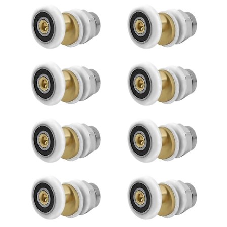 Brusere Dør Rulle, Skydedørs Ruller Brusere Kabine Dør Trinser Reservehjul kompatibel med Rulle Med 27mm Hjuldiameter, 8 Stykker