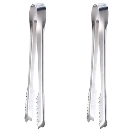 Tang for isbitbøtte, rustfritt stål serveringstang, med klo grep tenner for isblokk sukkerbiter bar hotell hjem & kjøkken (sølv)[hsf]BY