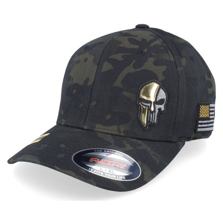 Army Head - Camo flexfit Keps - Army Skull Usa Gold Patch Multicam Black Camo Flexfit @ Hatstore
