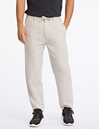 Lindbergh Linen Blend Herringbone Pants - Grey - XL